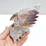 Morocco Agate Demon And Angel Wing Carving With Stand