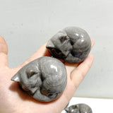 20 Pieces Silver Sheen Obsidian Sleeping Cat Carving