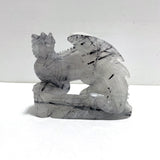 Unique Black Tourmaline Flying Dragon Castle Carving
