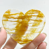 Golden Hematoid Quartz Heart Wing Carving With Stand Fire Quartz