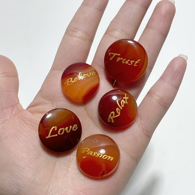 Engraved Carnelian Golden Word Stones Single Words Wholesale - Wholesale Crystals