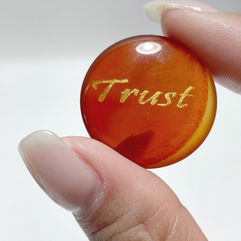 Engraved Carnelian Golden Word Stones Single Words Wholesale - Wholesale Crystals