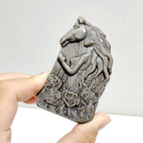 Silver Sheen Obsidian Lady With Horse Carving Wholesale