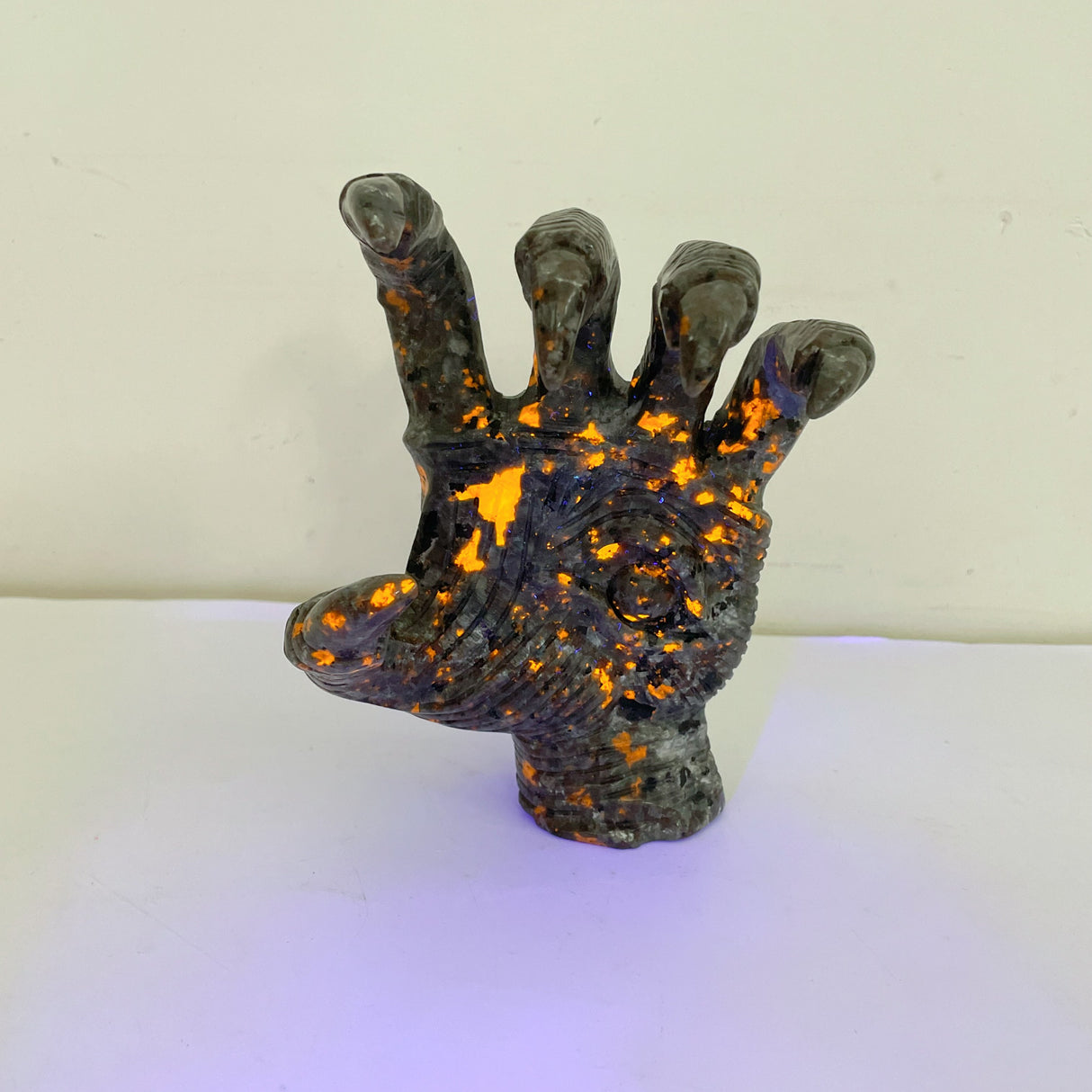 Yooperlite Stone Witchcore Demon Hand Carving
