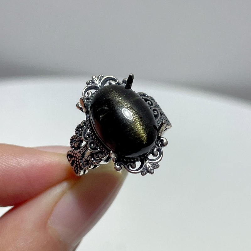 #F3 Silver Rings Wholesale Kunzite Labradorite Gold Sheen Obsidian Malachite Amethyst Tiger Eye Moss Agate - Wholesale Crystals