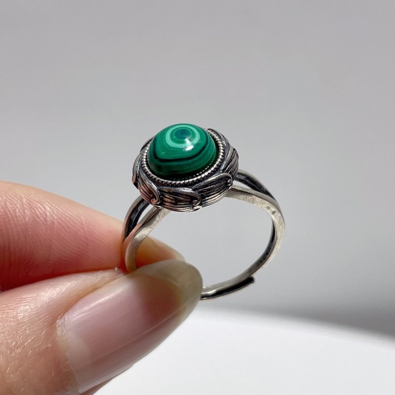 #F3 Silver Rings Wholesale Sunstone Malachite Citrine Yellow Jade Amethyst Lavender Quartz Moonstone Rhodochrosite - Wholesale Crystals