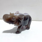 Unique Geode Amethyst Mixed Agate Druzy Elephant Animal Carving #A03