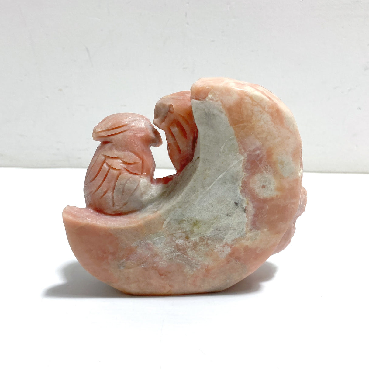 2 Pieces Cute Pink Opal Bird Carving