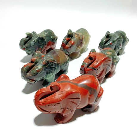 6 Pieces Africa Blood Stone Elephant Carving