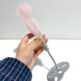 5 Pieces Rose Quartz Flower Carving With Stand