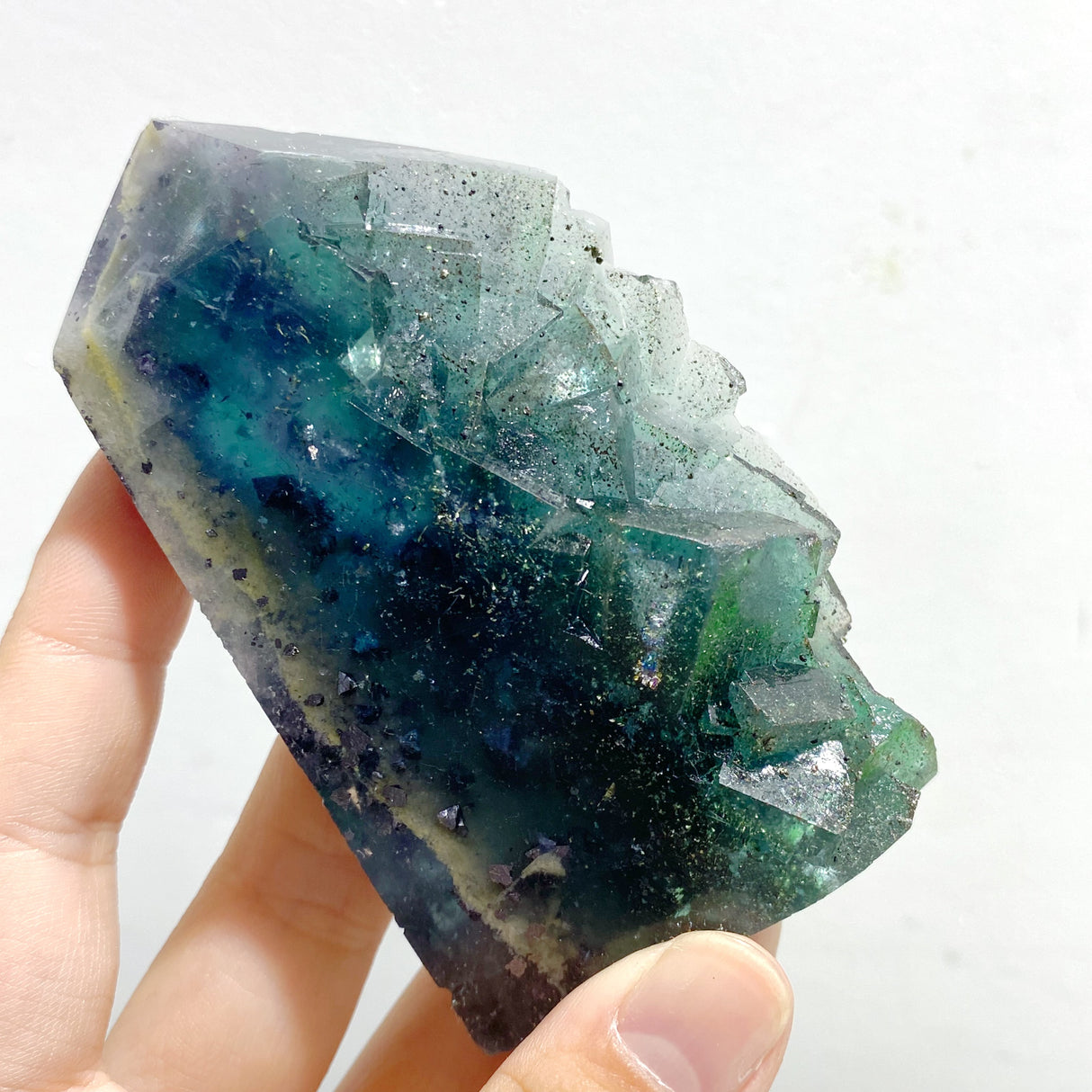 17 Pieces Blue Fluorite Mixed Pyrite Raw Side Tower Point