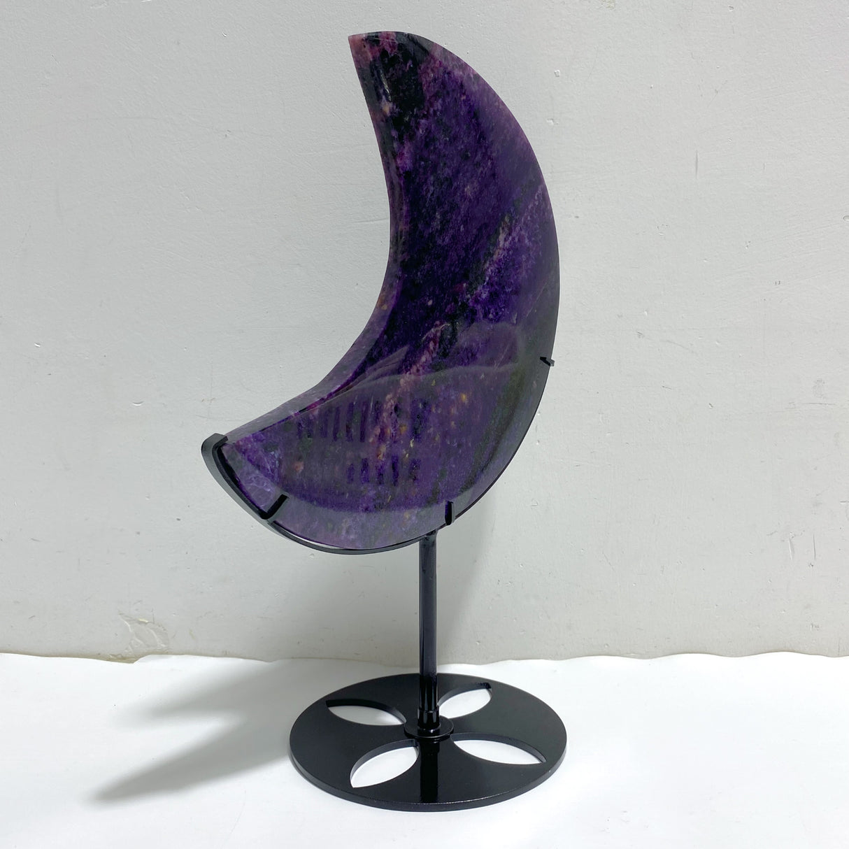 Large Charoite Moon Carving With Stand #2