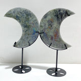 3 Pieces Beautiful Labradorite Moon Carving With Stand