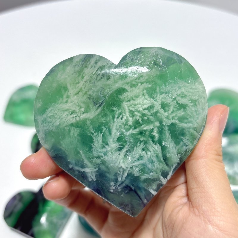 Feather Fluorite Heart Wholesale(with crack) - Wholesale Crystals