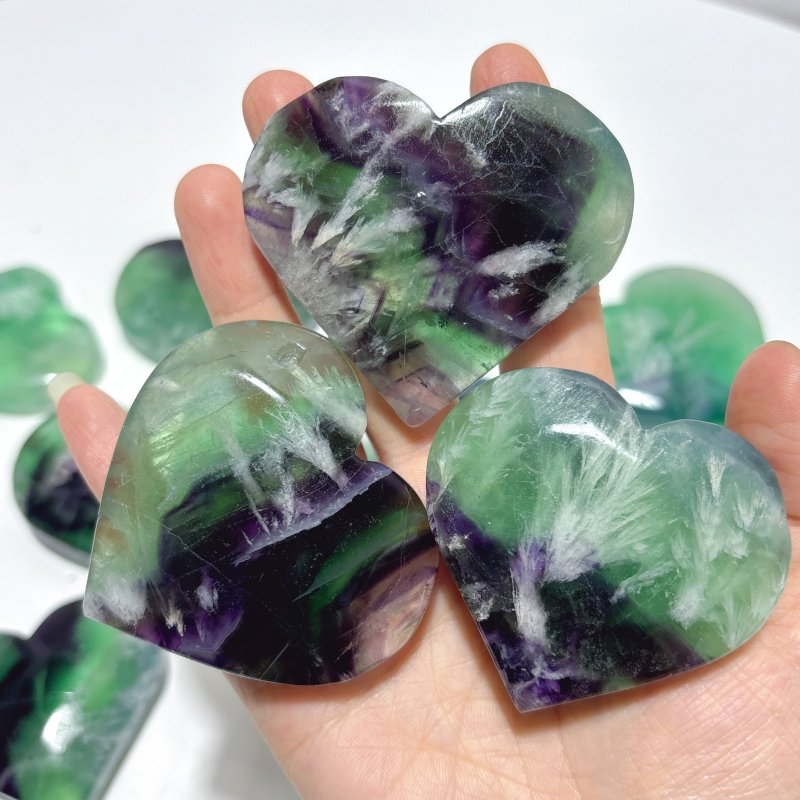 Feather Fluorite Heart Wholesale(with crack) - Wholesale Crystals