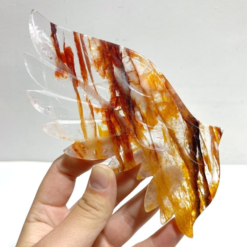 Fire Quartz Angel Wing Carving With Stand - Wholesale Crystals