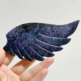Fluorite Mixed Blue Apatite Heart Wing Carving With Stand -Wholesale Crystals
