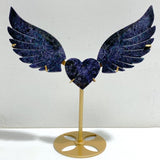Fluorite Mixed Blue Apatite Heart Wing Carving With Stand -Wholesale Crystals