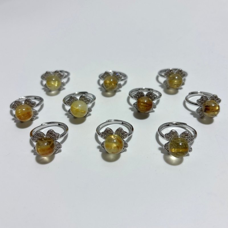 Four Leaf Clover Rutile Quartz Crystal Ring Wholesale - Wholesale Crystals