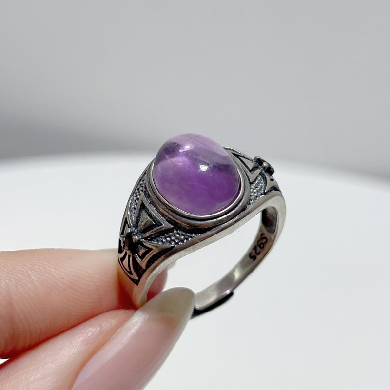 #G5 Silver Rings Wholesale Moonstone Amethyst Labradorite - Wholesale Crystals