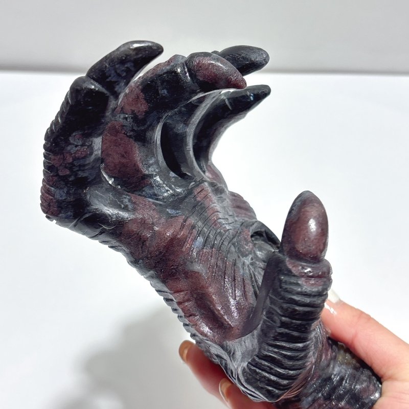 Garnet Mixed Astrophyllite Witchcore Demon Hand Carving - Wholesale Crystals