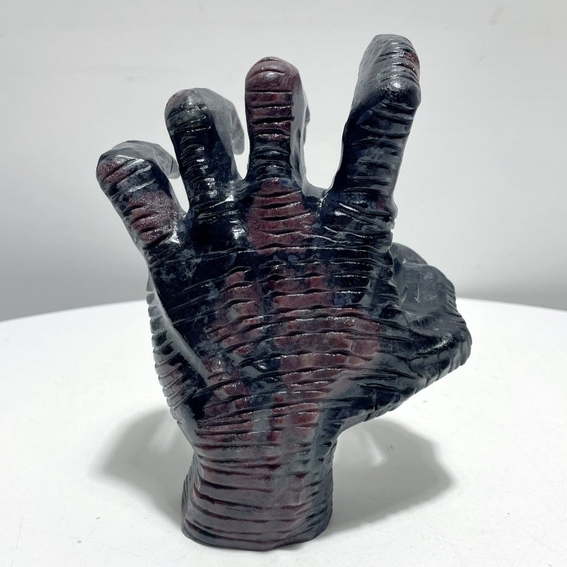 Garnet Mixed Astrophyllite Witchcore Demon Hand Carving - Wholesale Crystals