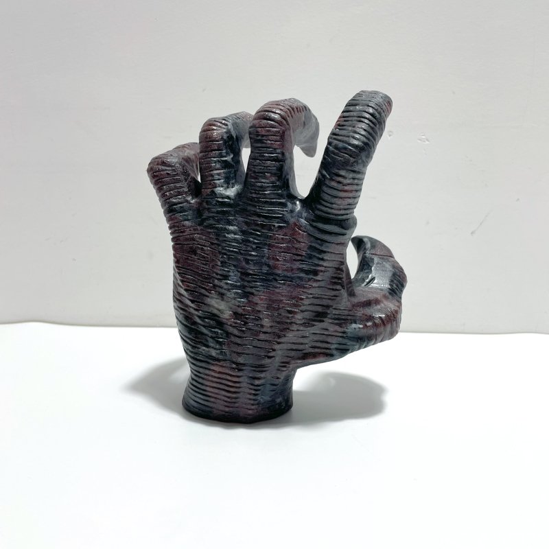 Garnet Mixed Astrophyllite Witchcore Demon Hand Carving - Wholesale Crystals