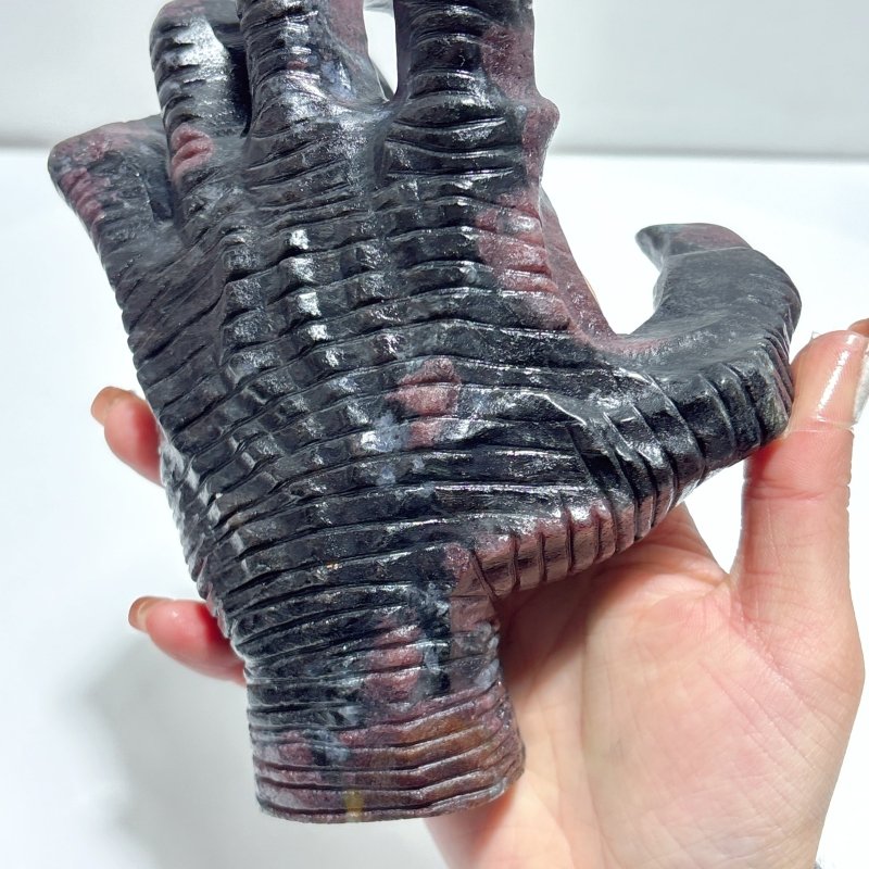 Garnet Mixed Astrophyllite Witchcore Demon Hand Carving - Wholesale Crystals