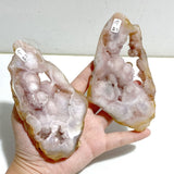 Geode Druzy Pink Amethyst Slab Butterfly Wing Carving With Stand -Wholesale Crystals