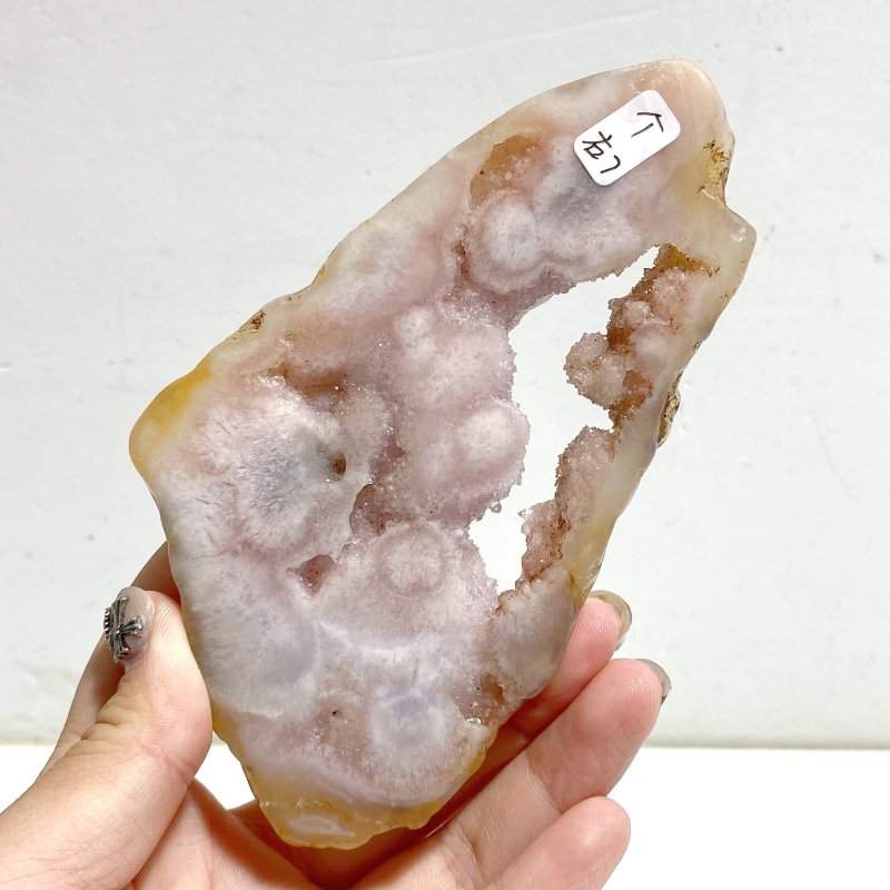 Geode Druzy Pink Amethyst Slab Butterfly Wing Carving With Stand -Wholesale Crystals