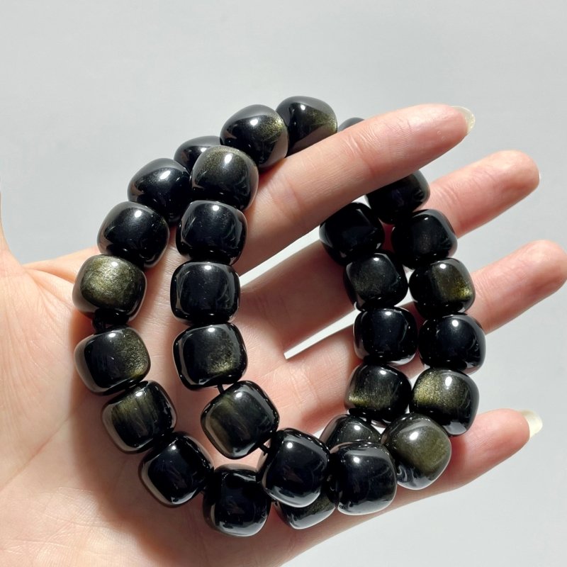 Gold Sheen Obsidian Cube Bracelet Wholesale - Wholesale Crystals