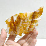 Golden Hematoid Quartz Fire Quartz Heart Wing Carving With Stand - Wholesale Crystals
