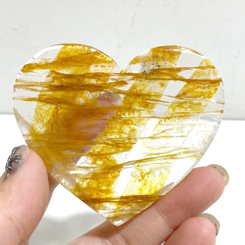 Golden Hematoid Quartz Fire Quartz Heart Wing Carving With Stand -Wholesale Crystals