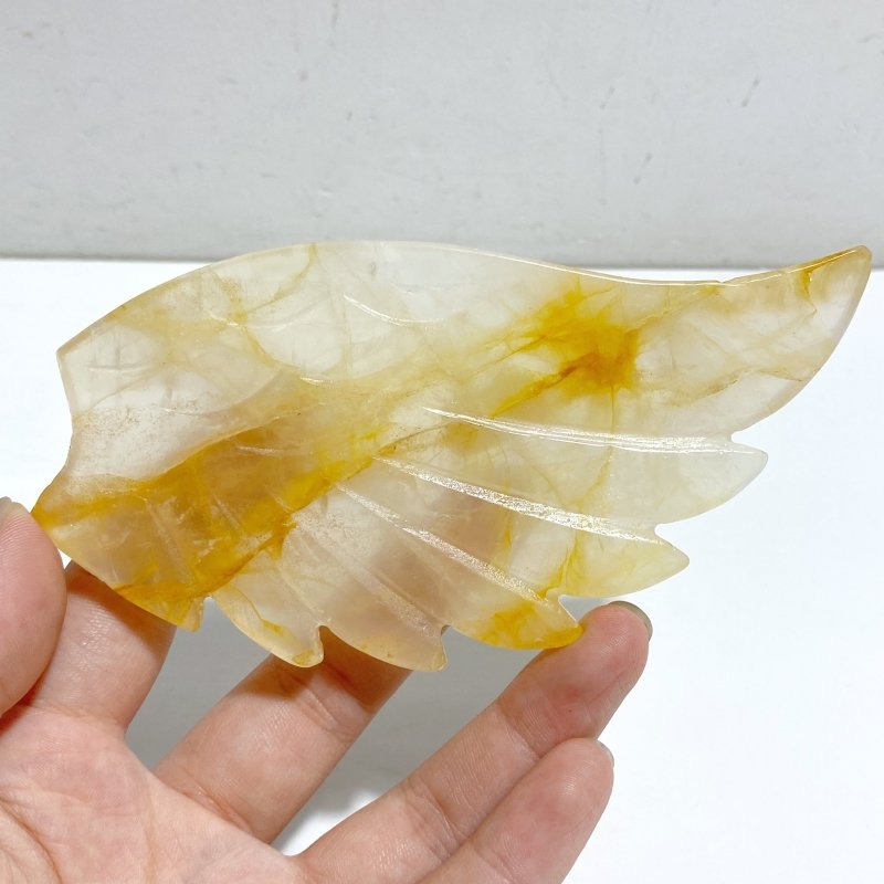 Golden Hematoid Quartz Heart Wing Carving With Stand Fire Quartz -Wholesale Crystals