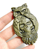 Gold&Silver Sheen Obsidian Owl Skull Carving Wholesale -Wholesale Crystals