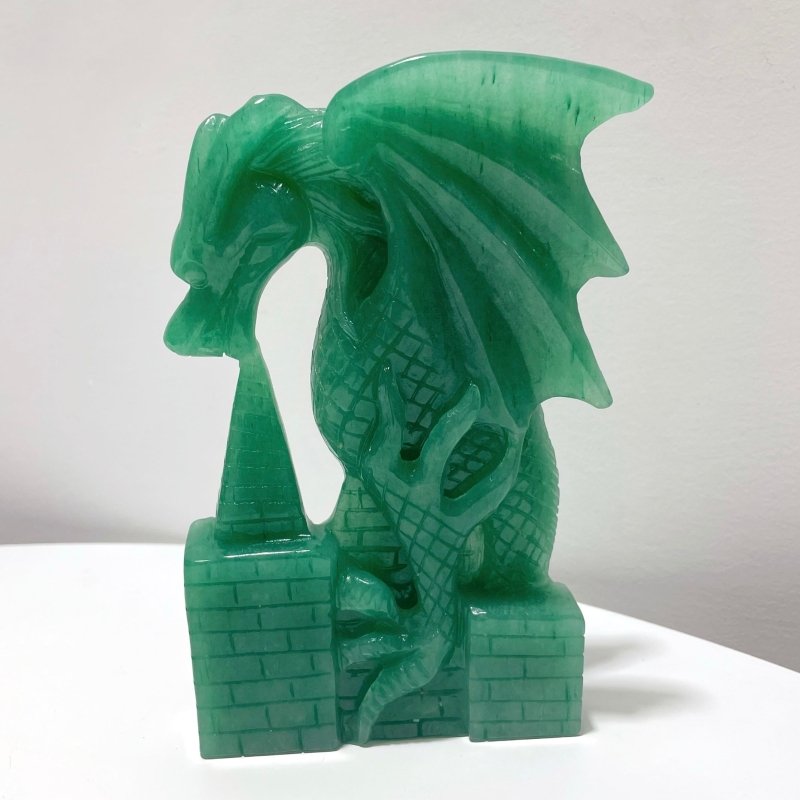 Green Aventurine Dragon Castle Carving - Wholesale Crystals