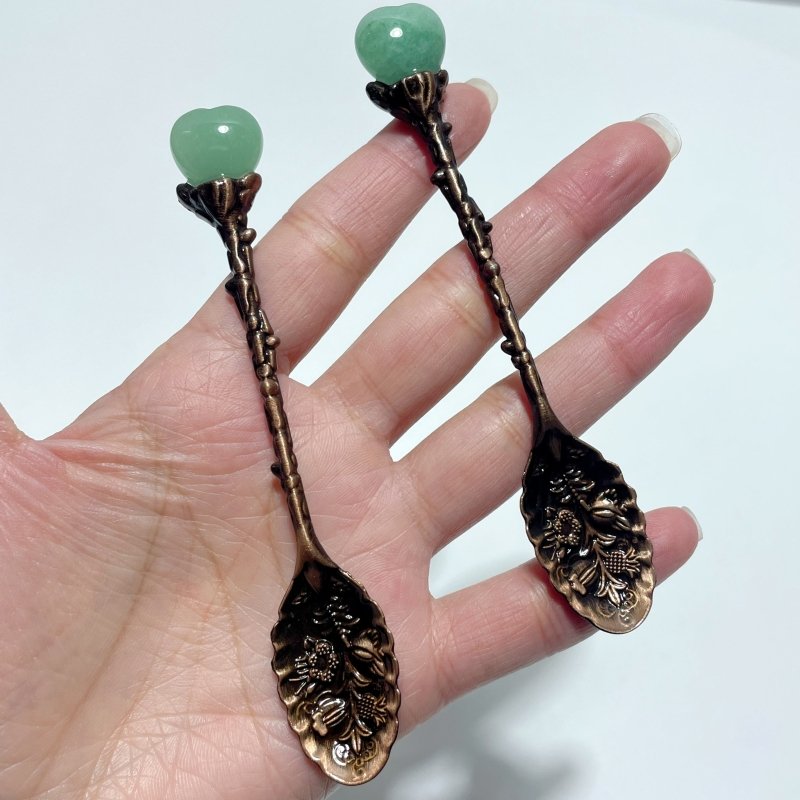 Green Aventurine Mini Heart Coffee Spoon Wholesale - Wholesale Crystals