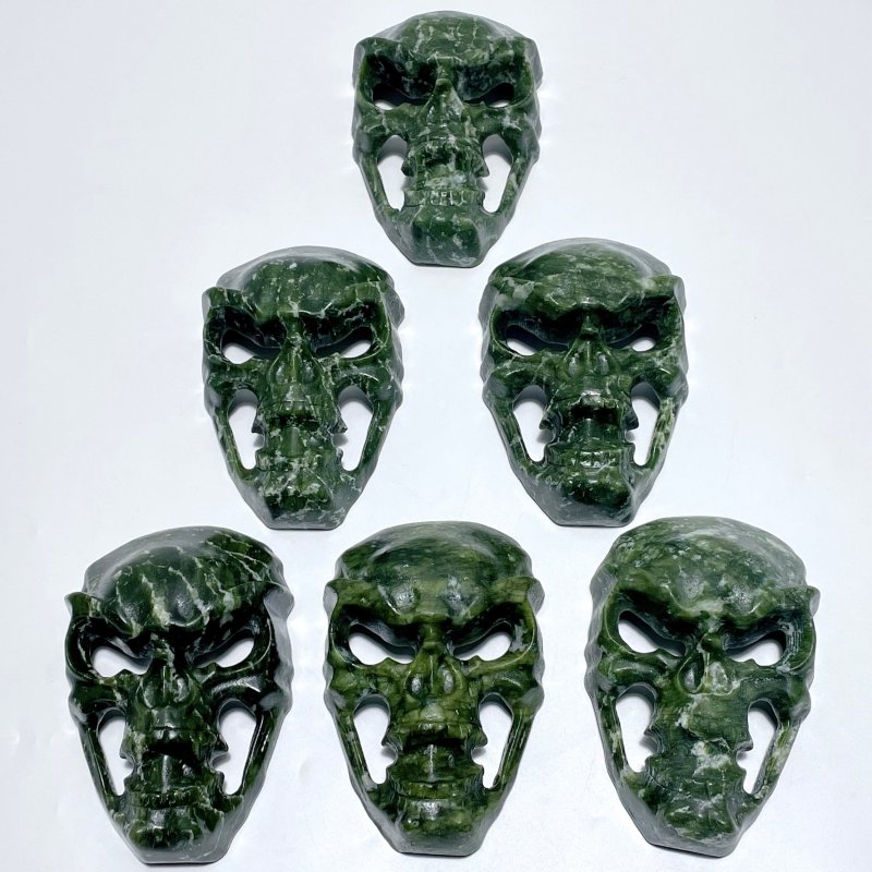 Green Jade Skull Large Mask Carving Wholesale - Wholesale Crystals