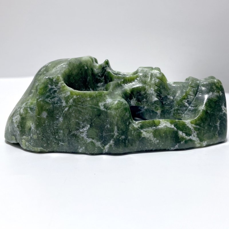 Green Jade Skull Large Mask Carving Wholesale - Wholesale Crystals