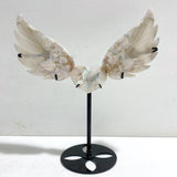 Green Sakura Flower Agate Heart Wing Carving With Stand - Wholesale Crystals