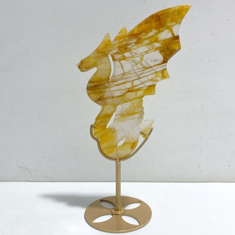 Hematoid Quartz Golden Fire Quartz Flying Dragon Carving With Stand -Wholesale Crystals