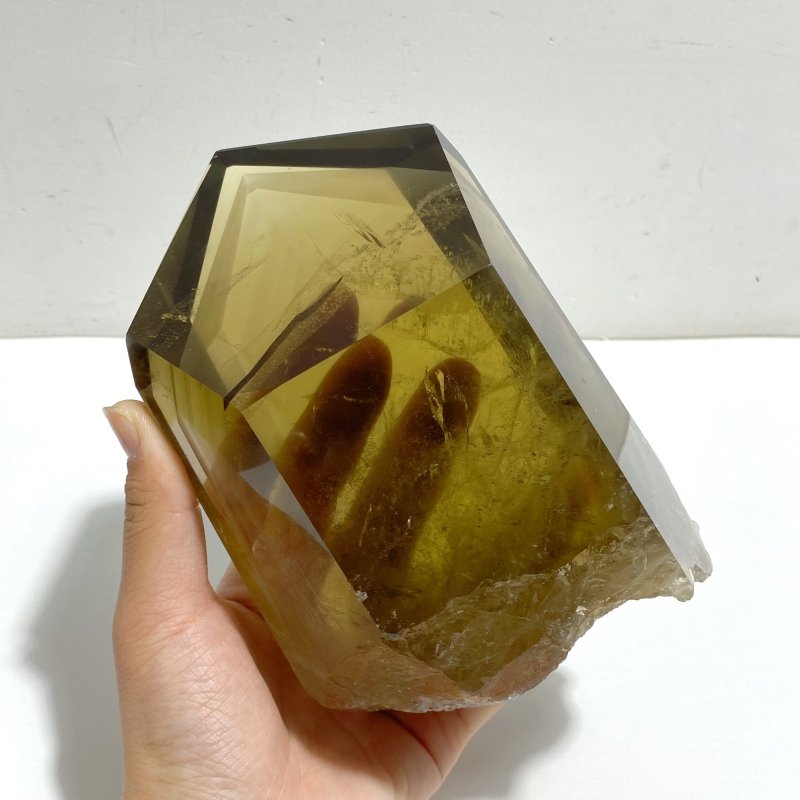 High Quality Large Citrine Mountain Tower Raw Bottom With Stand - Wholesale Crystals