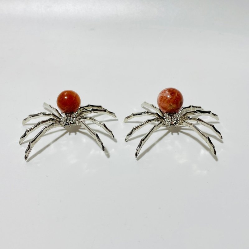 High Quality Sunstone Crystal Sphere Spider Ornament Handmade Alloy Spider Wholesale -Wholesale Crystals