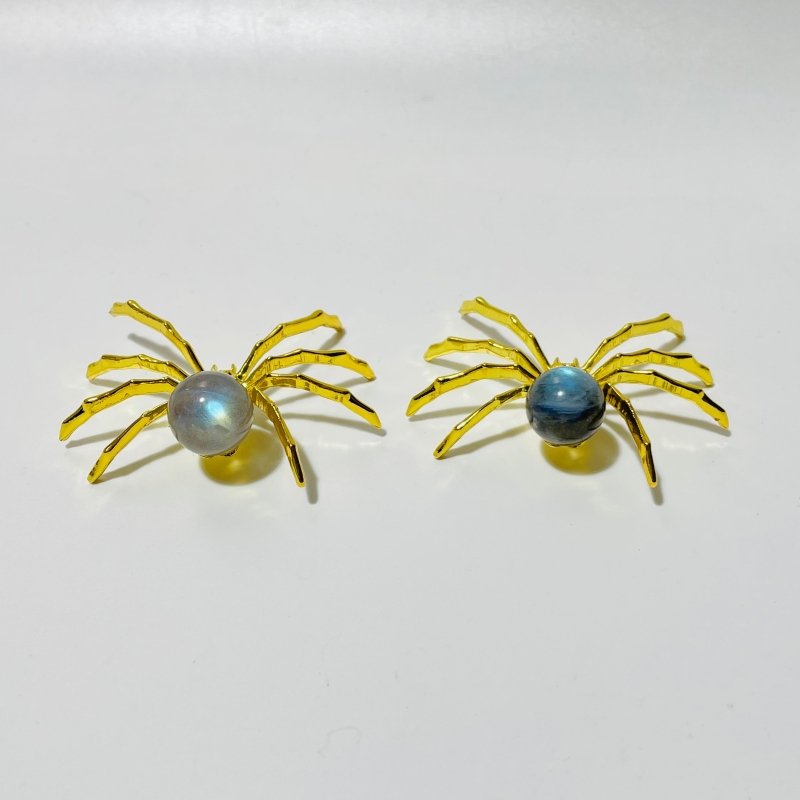 Labradorite Crystal Sphere Spider Ornament Handmade Alloy Spider Wholesale -Wholesale Crystals