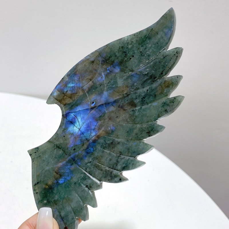 Labradorite Demon And Angel Wing Carving With Stand - Wholesale Crystals