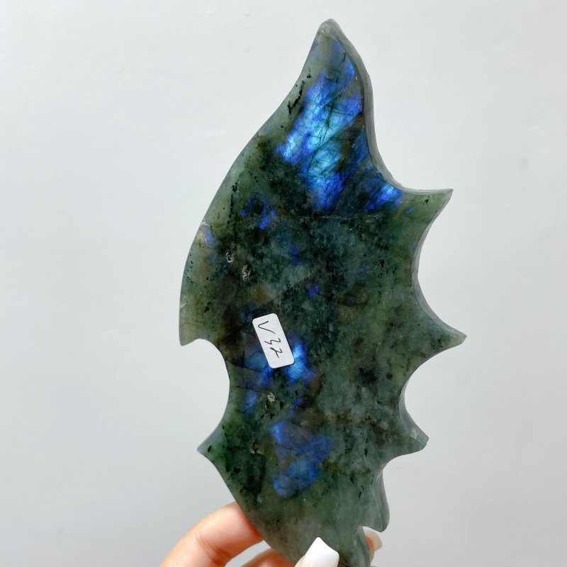 Labradorite Demon And Angel Wing Carving With Stand - Wholesale Crystals