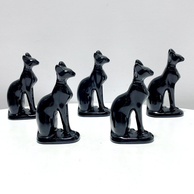 Large 4inch Black Obsidian Sphynx Cat Carving Wholesale - Wholesale Crystals