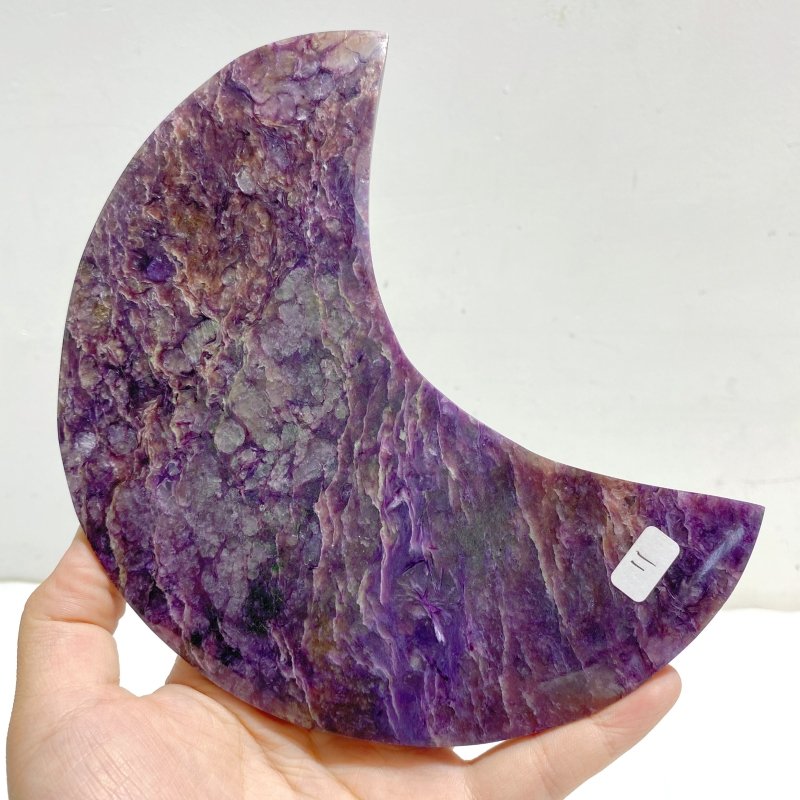 Large Charoite Moon Carving With Stand 11 -Wholesale Crystals