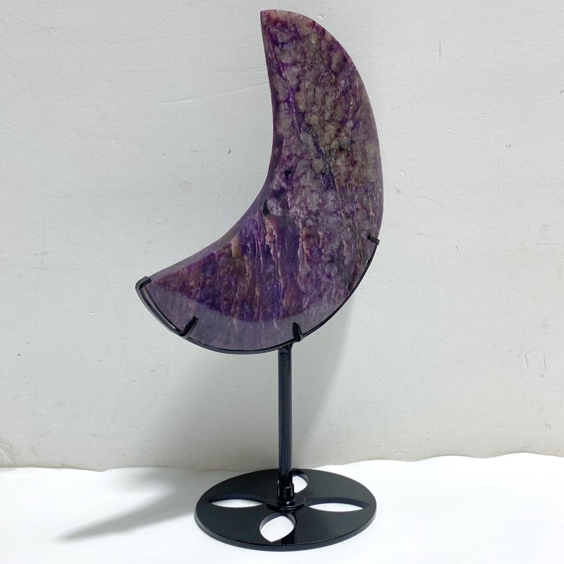 Large Charoite Moon Carving With Stand 11 -Wholesale Crystals