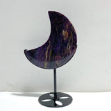 Large Charoite Moon Carving With Stand -Wholesale Crystals